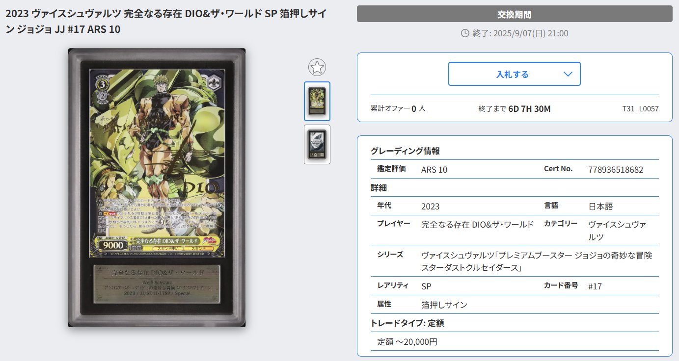 SP 完全なる存在 DIO ザ・ワールド(サイン入り) PSA10 SP 完全なる存在