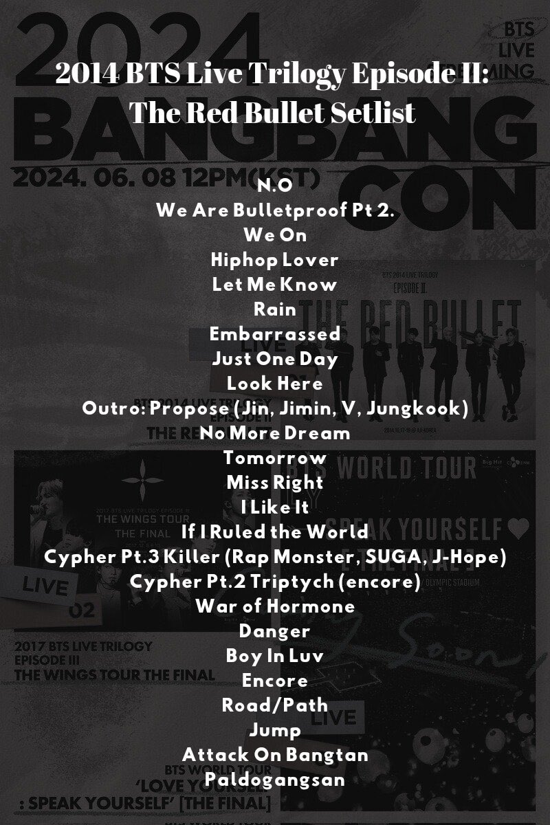 🎶 #BANGBANGCON24 SETLIST] • BTS 2014 LIVE TRILOGY EPISODE II