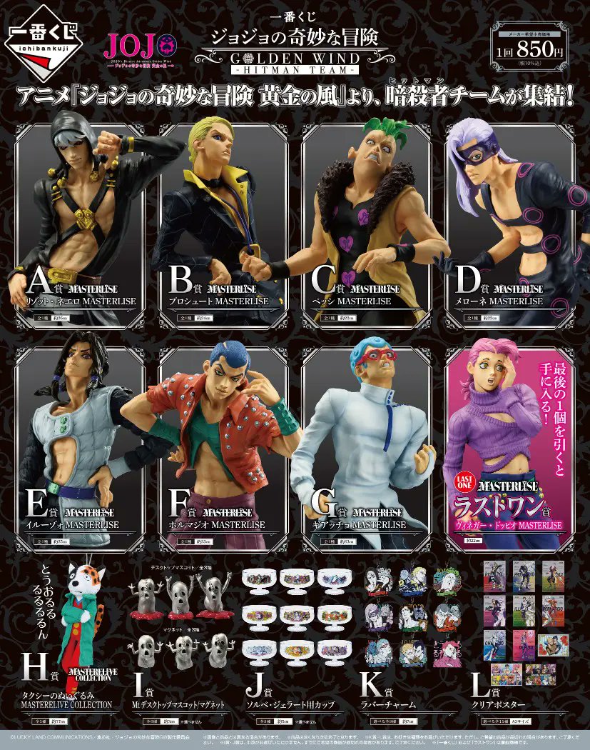 ジョジョ5部の新作くじ「一番くじ ジョジョの奇妙な冒険 GOLDEN WIND