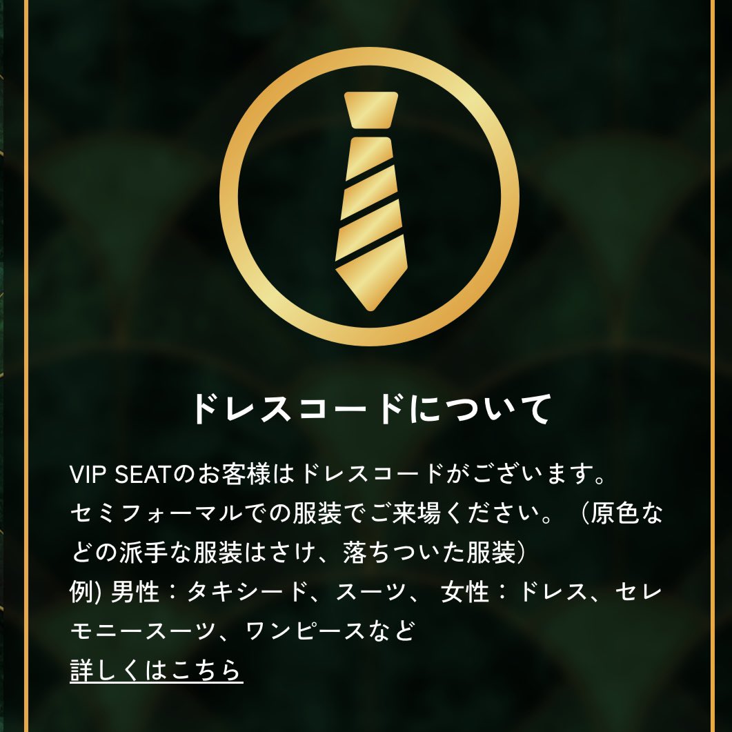 VIP SEATの座席もドレスコードもすごすぎ🥹🥹