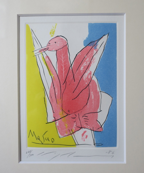 真作保証 アート作品【 猿の母子/ 池田満寿夫 】リトグラフ 限定125部