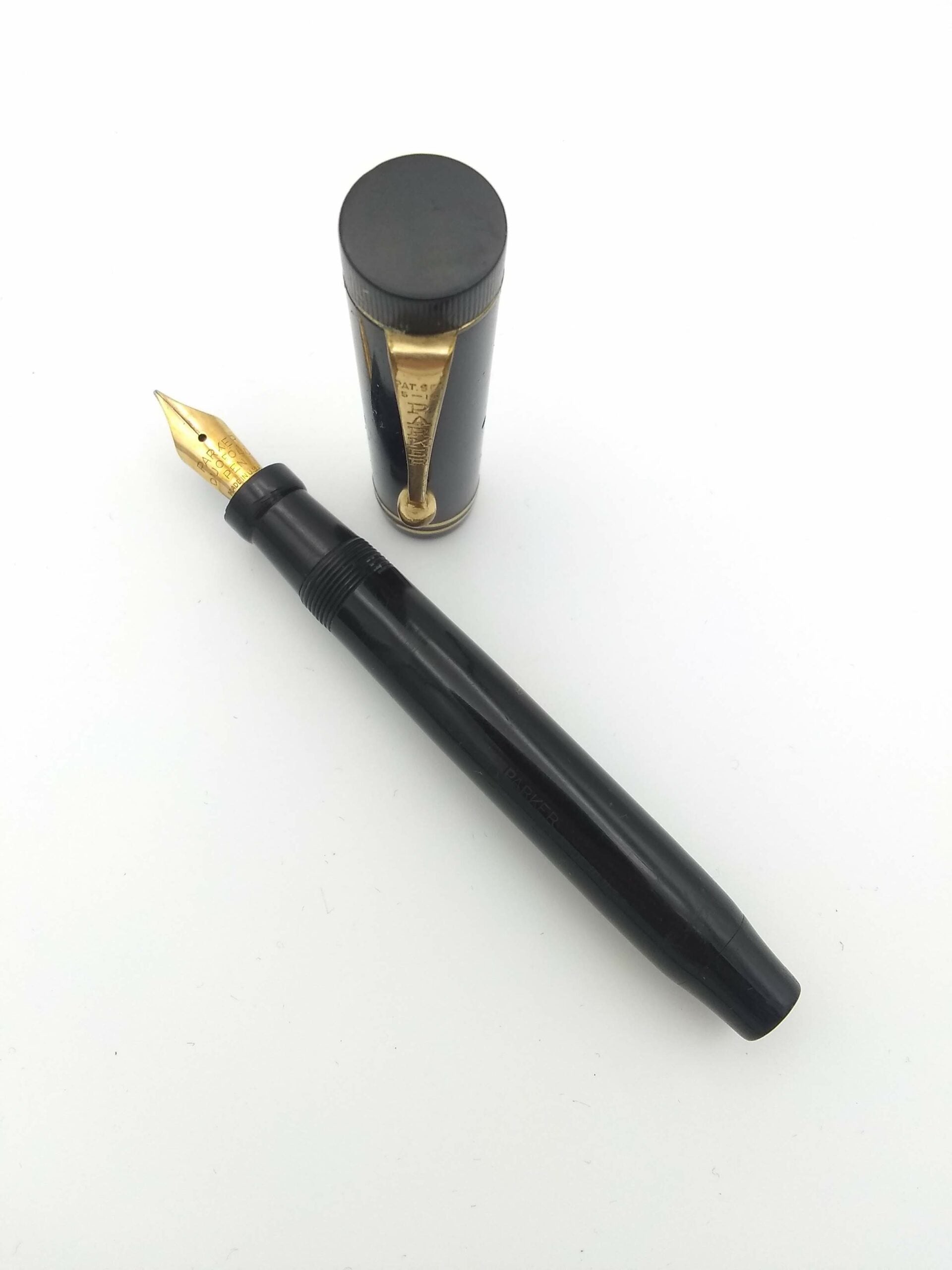 Parker Duofold Junior Black 2 Band - 14k Medium Nib - Pen Realm