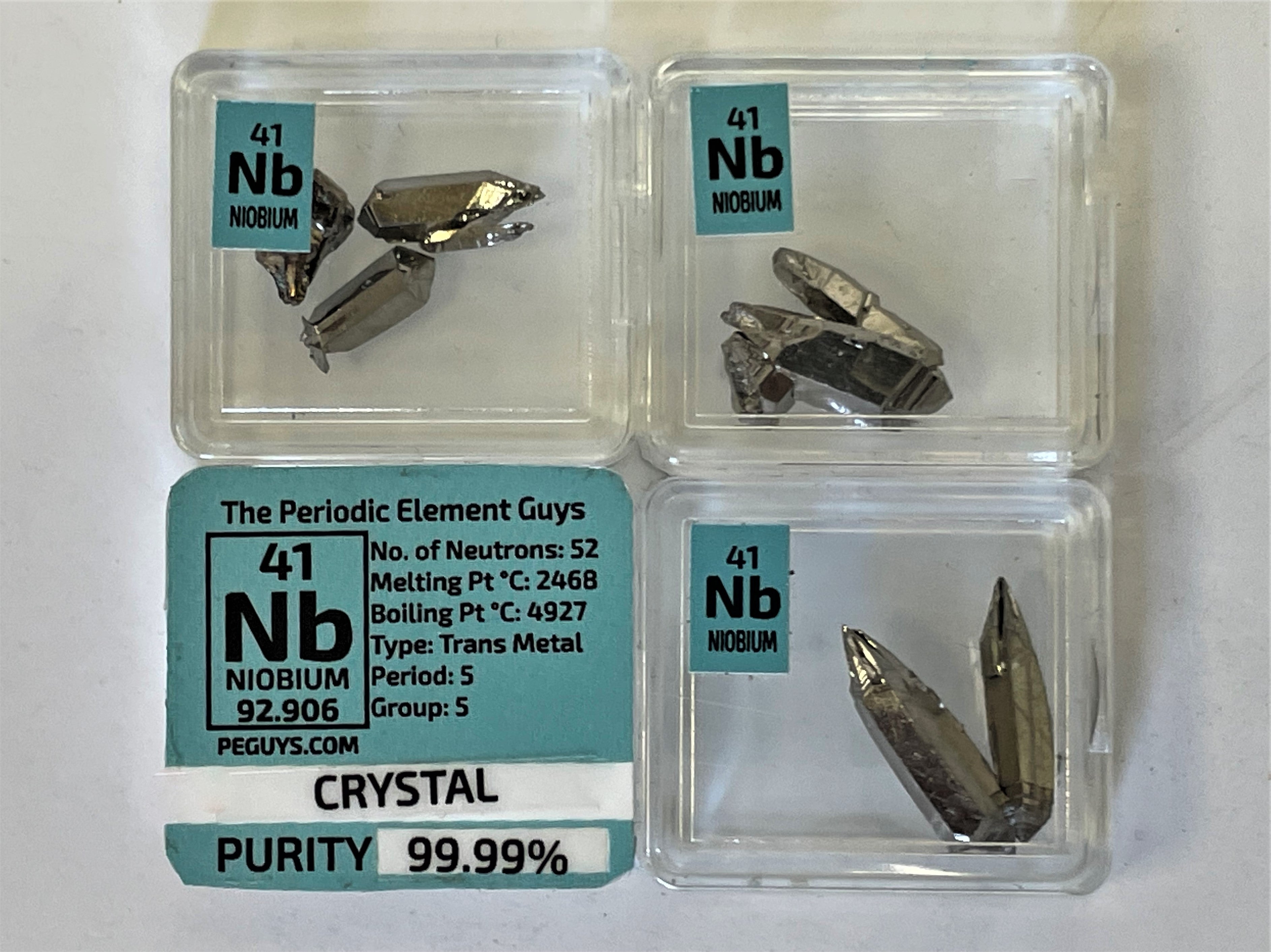 Very Rare Niobium Metal Crystals 99.99% Pure 2 Grams - 2.8 Grams