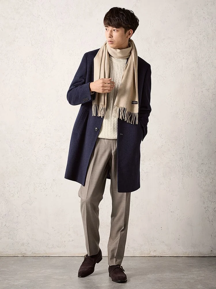 ベージュ インポート【V.FRASS（ヴィフラース）】無地マフラー