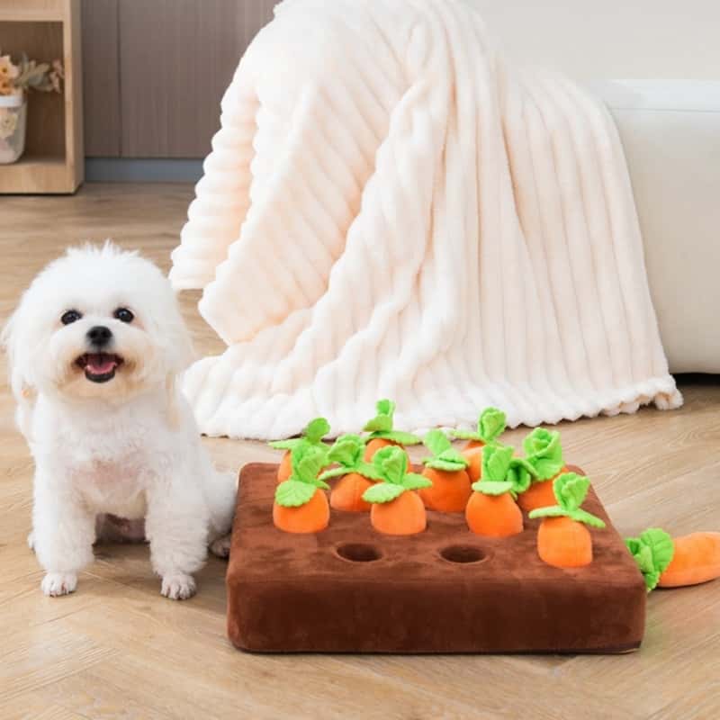 犬・猫用にんじん型おもちゃ｜中身詰め替え可能・洗える知育トイ