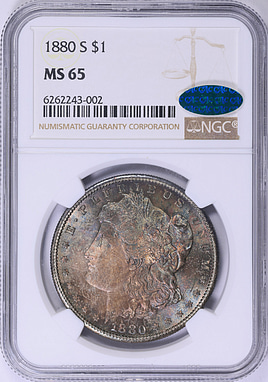 1880-S Morgan Silver Dollar NGC MS-65 (CAC Green) (Toned) (Item
