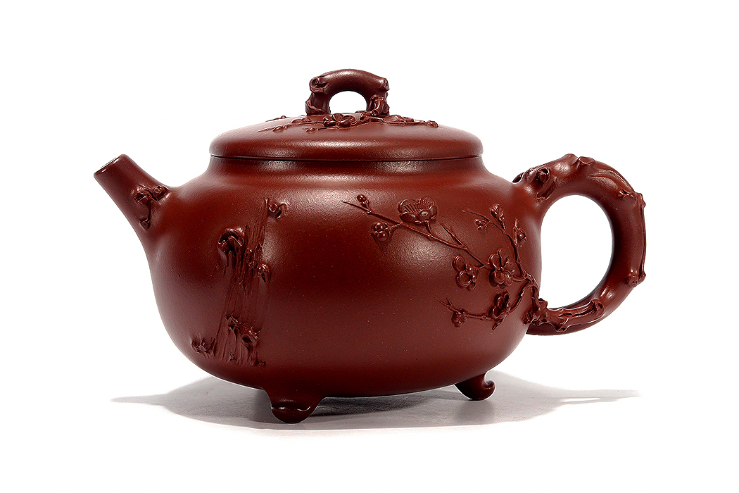 ♢中国古美術品 宜興窯賓山倣古 紫砂 紫泥 鋲打ち丸