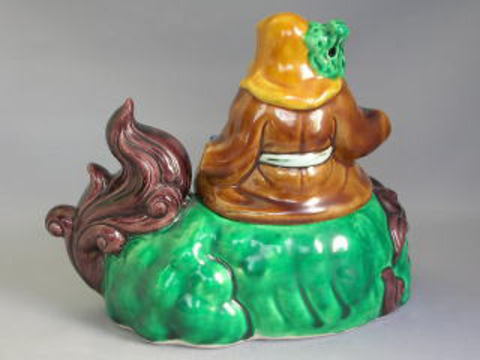 九谷焼 八幡窯 糠川清章 獅子舞大型香炉 九谷焼 置物 糠川清章