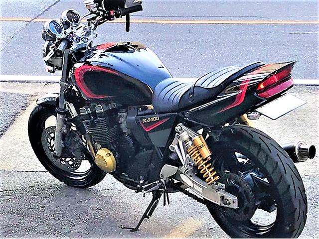 XJR400r rh02j Yamaha バイク用タンク 黒 ストライプデザイン