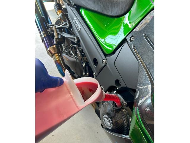 ニンジャ ZX14R エンジンオイル交換 オイルフィルター交換 神戸市