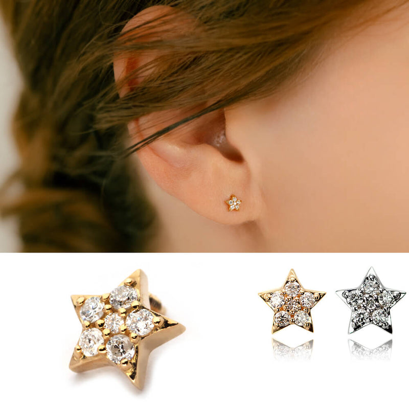 星のボディピアス | ダイヤモンド スター(星) 軟骨ピアス・ボディ