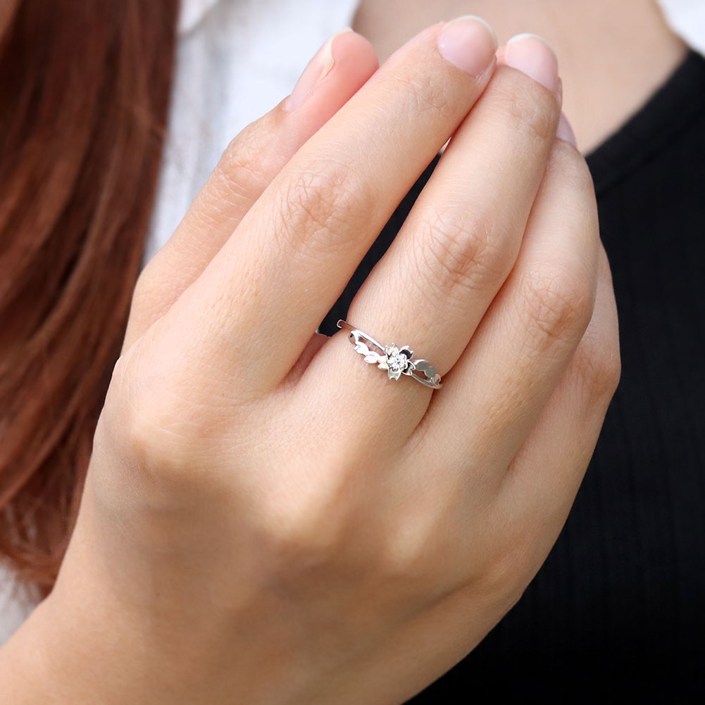 指輪 桜 リング K10 K18 Pt900 希少石 パライバトルマリン レディース