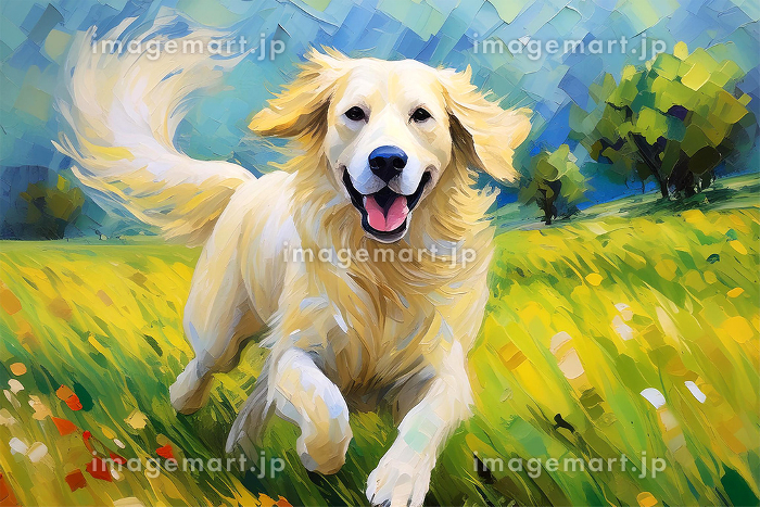 犬の絵「ゴールデンレトリバー 」油彩画 フレーム付き（面版なし） 犬