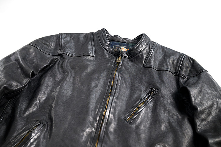 植物タンニン鞣しラムレザー シングルライダースジャケット M～3XL