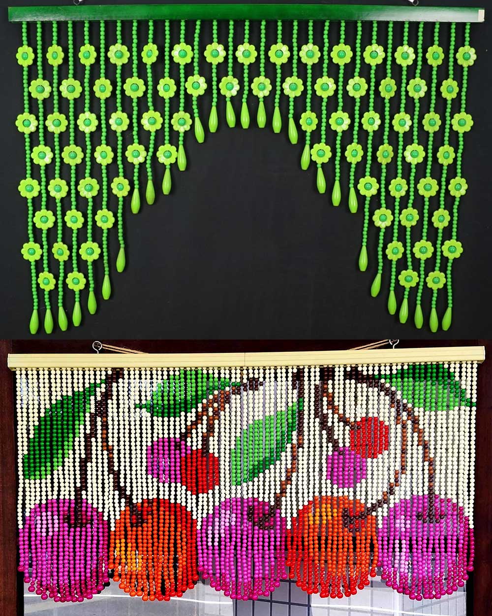 レトロポップ 珠のれん 緑 S 昭和レトロ ビーズのれん 玉 ヴィンテージ