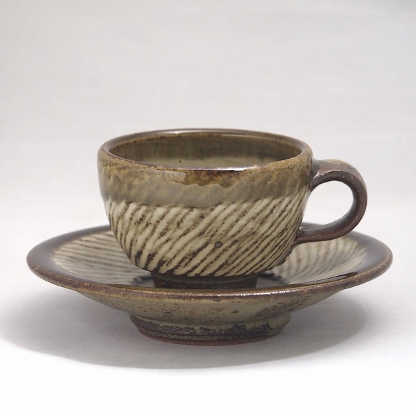 SOLD】島岡 達三「地釉象嵌縄文コーヒーセット」 | 京都祇園の古美術