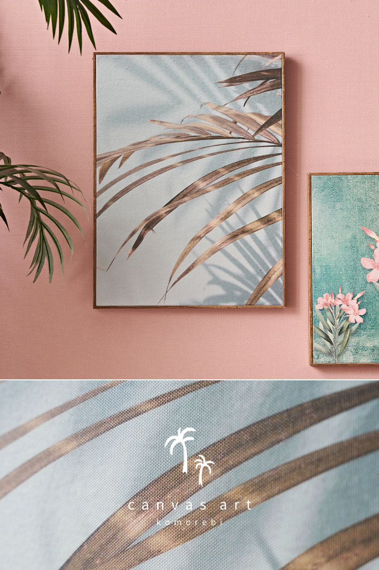 アートパネル パームリーフ フレーム付き グリーン 幅30×高さ40cm
