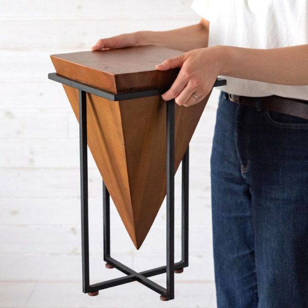 サイドテーブル コーヒーテーブル アイアン 木 W 25cm H 45.5cm