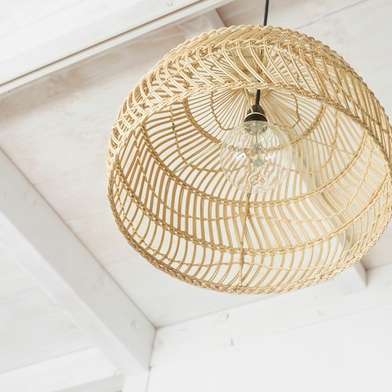 ランプシェード ペンダントライト 照明 ラタン 籐 1灯 口金E26 60W LED