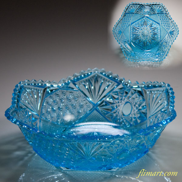 アンティークブルーガラス鉢 アンティーク アンティークブルーガラス鉢