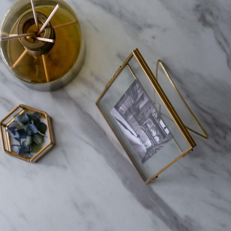 ガラスと真鍮でできたフォトフレーム(63270)【写真立て おしゃれ