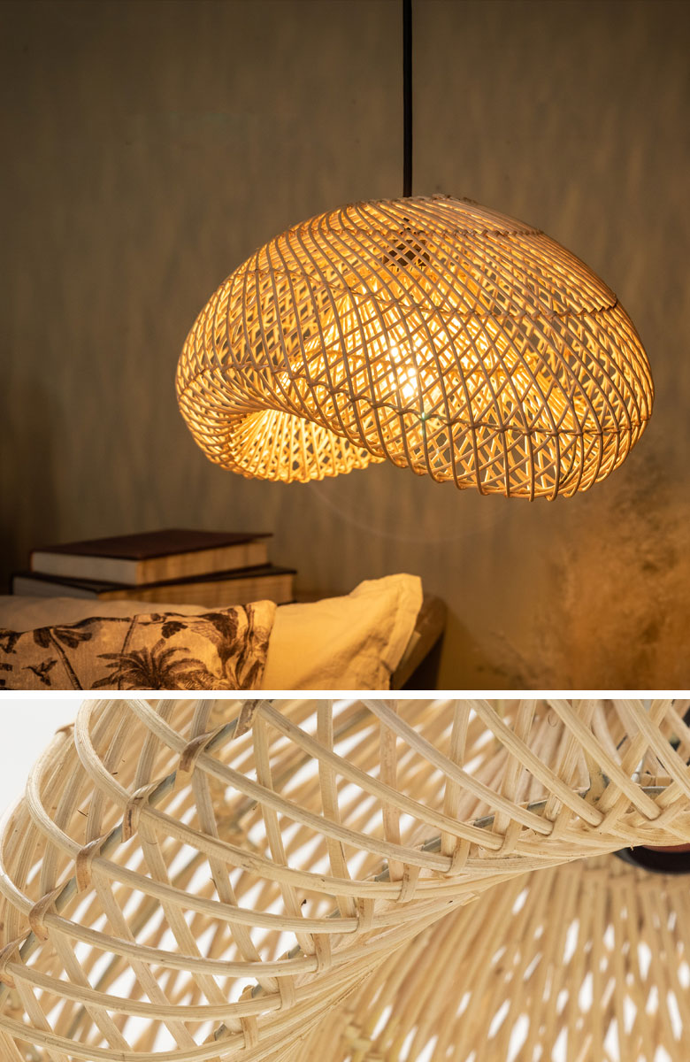 ラタン吊り下げ照明 小 B ペンダントライト ランプ 籐 ヴィンテージ