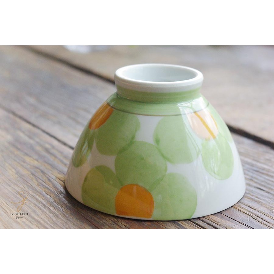 波佐見焼 グリーンフラワー ご飯茶碗 飯碗（グリーン黄緑）和食器 和風