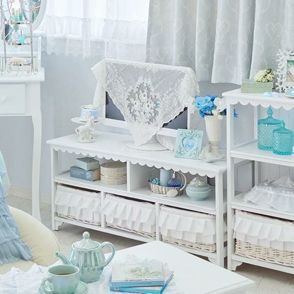 直送】フリルバスケットテレビ台(大)/fleurette(フルレット)｜かわいい