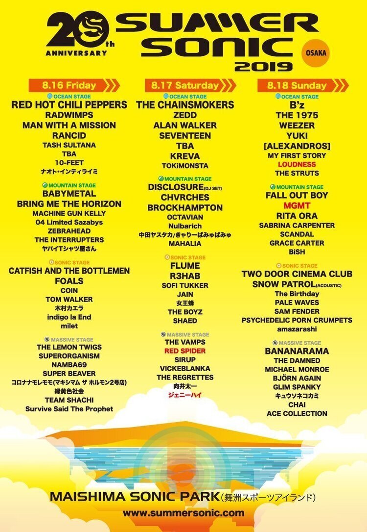 レッドホットチリペッパーズ Tシャツ&タオル サマーソニック2019