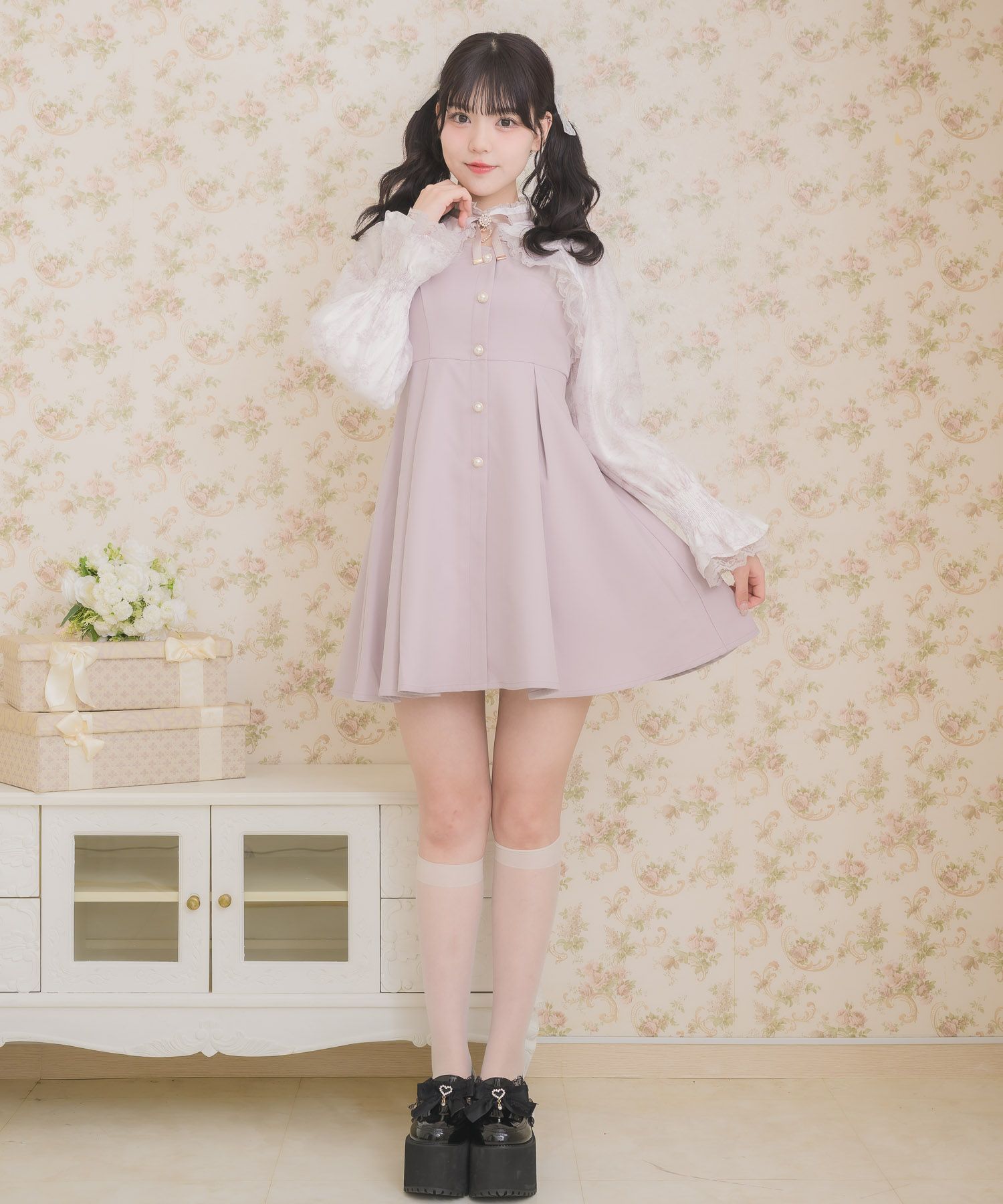 花柄シアーラッフルワンピース | Rlab store