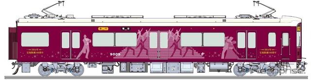 阪急、宝塚歌劇100周年記念のラッピング列車運行 1枚目の写真・画像