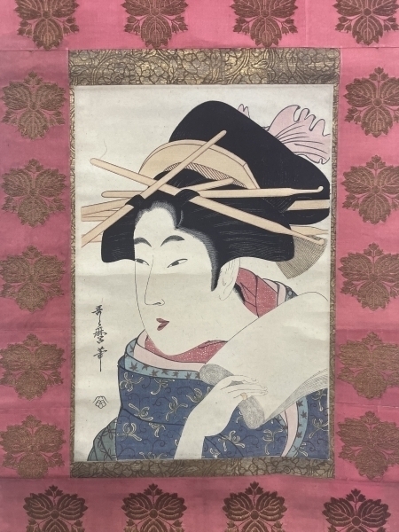 喜多川歌麿 版画 浮世絵 美人画 掛軸（Utamaro・Ukiyoe・Edo