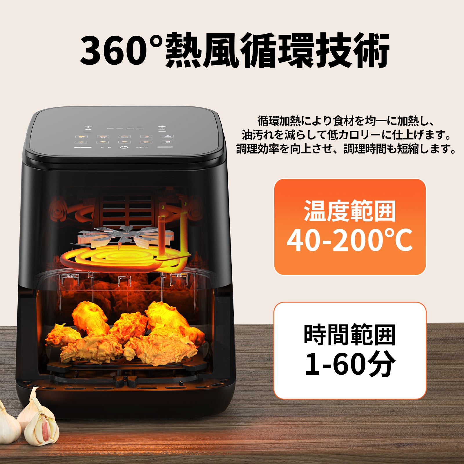 SAMKYO ノンフライヤー 2.2L 一人用 エアフライヤー コンパクト