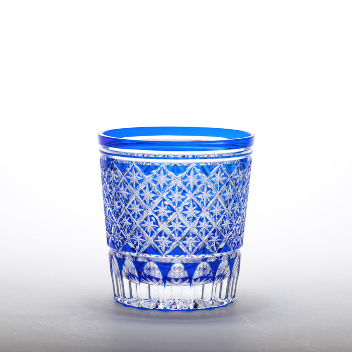 ガラス工芸 睦彰銘 花文 盃 一對 C R6831 ガラス工芸 睦彰銘 花文 盃