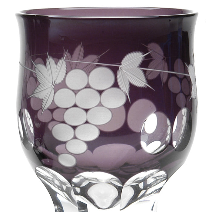 江戸硝子 吹きガラス 酒盃 紫 鉛ガラス 無傷 江戸硝子 吹きガラス 酒盃