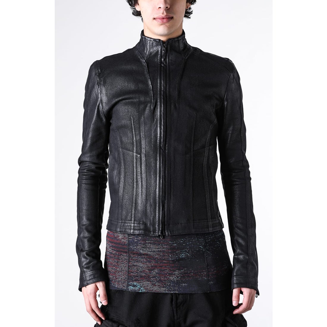 ユリウス JULIUS COATED COTTON KNIT DENIM JACKET （BLACK） -FASCINATE