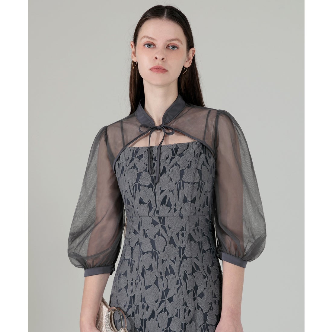 レジャ Leja 七分袖ボレロプチハイネックパフスリーブ花柄マーメイド