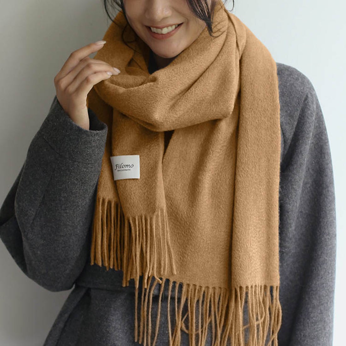 Filomo]極やわカシミヤ100％マフラーストール （キャメル