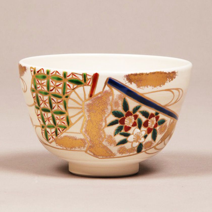 茶道具赫土地色絵福寿草画