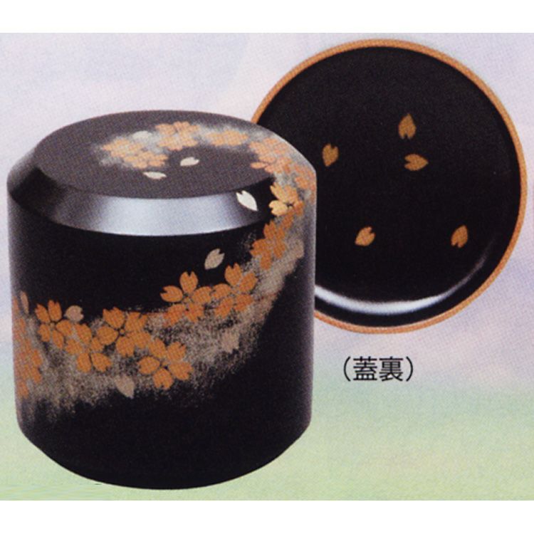 茶道具 雪吹棗 神代塗 桜吹雪蒔絵 中村湖彩