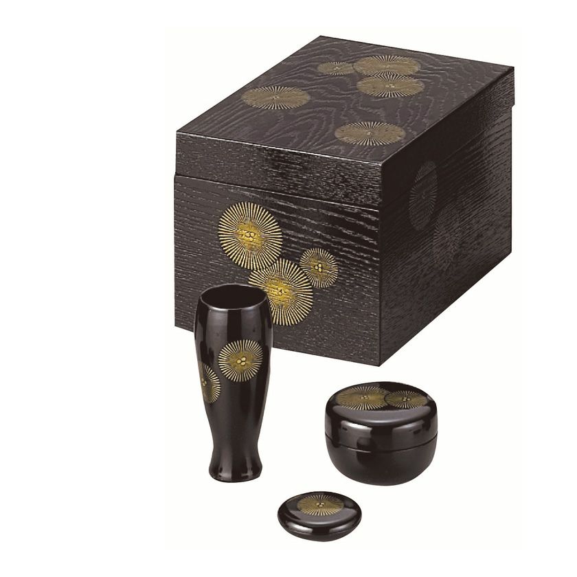 茶道具 山中塗 コマ 独楽 菓子盆 表千家 即中斎 在判箱書 茶道具 山中