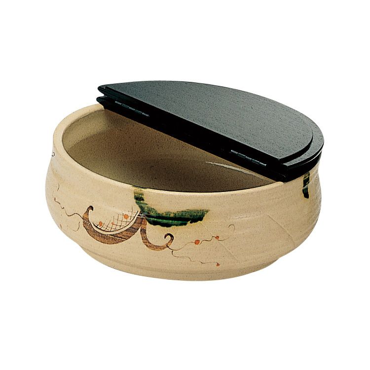 茶道具 水指（水差・みずさし） 平水指 弥七田織部 掻合塗割