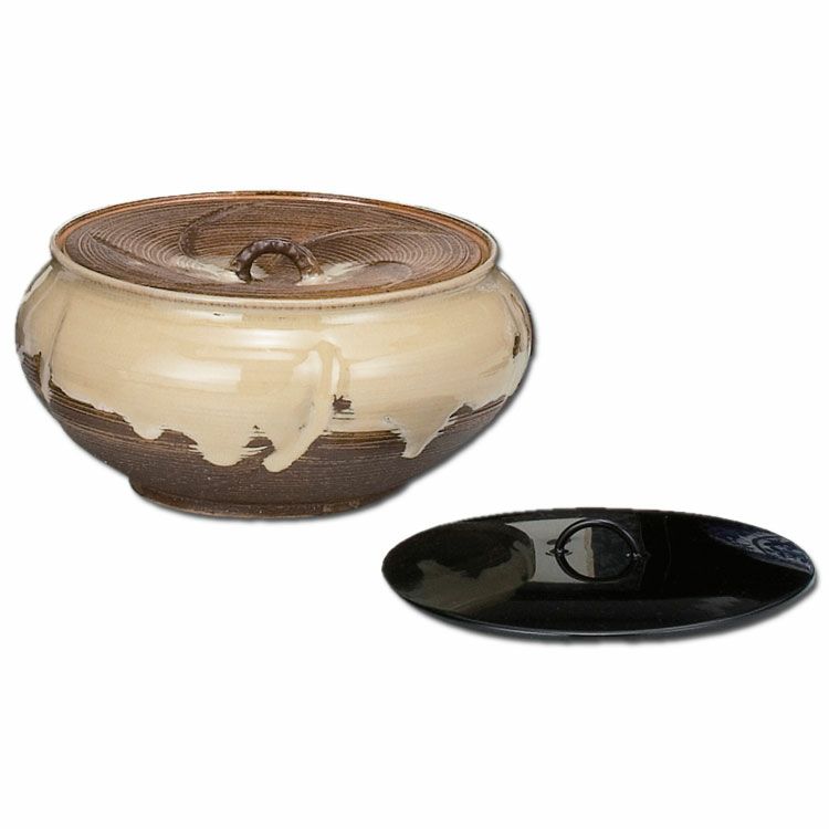 茶道具】中村秋峰 染付山水絵 水指 塗蓋付 茶道具】中村秋