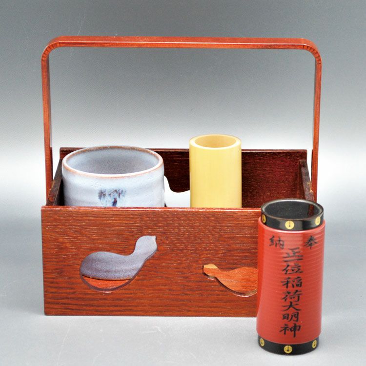 茶道具 莨盆（煙草盆・たばこぼん） 莨盆セット 摺漆 瓢透 （火入