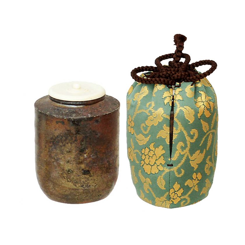 茶道具 松本鉄山作 大名物 鎗の鞘写 茶入 仕覆付 共箱