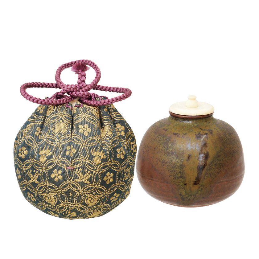 逢絢亭 茶道具 仕覆 四滴茶入仕覆 正絹 万暦緞子 日本