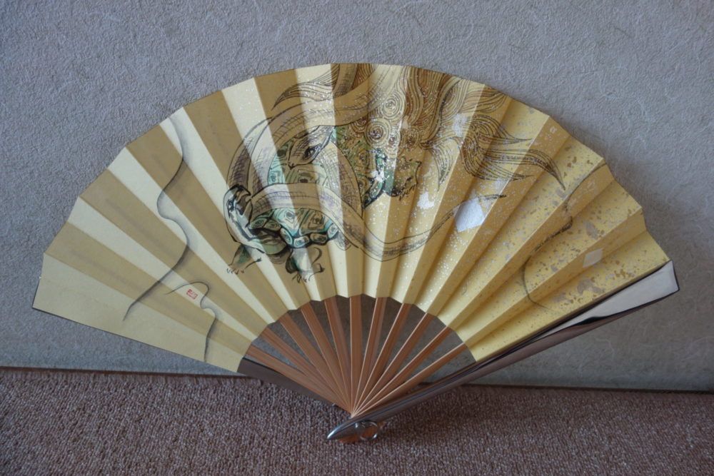鉄扇(ステンレス扇)一尺 逸品入魂手描き絵「天之四霊」シリーズ | 鉄扇