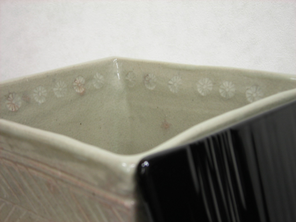 茶道茶碗 彫三島 高麗写 西尾香舟作 銘 庵の友 : 茶道茶碗