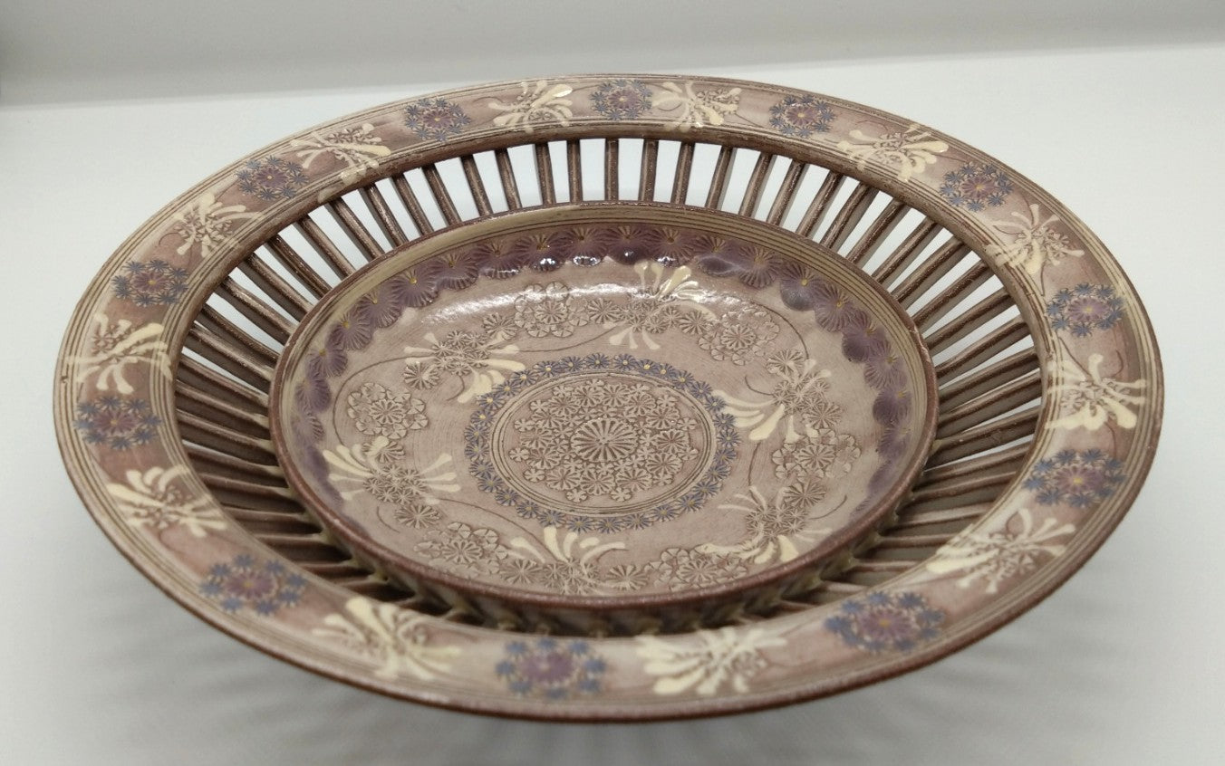 専用 森里陶楽 赤地金蘭松竹梅水指 共箱直径17.5㎝ 東Y6-0809①タトチ