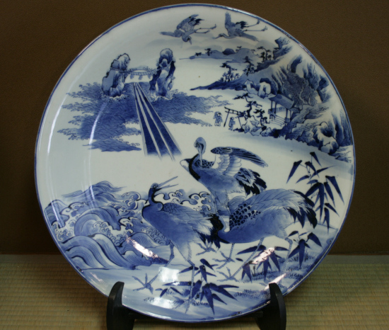 大皿□天保8年 すみきり染付(江戸期)凱 2枚 古伊万里